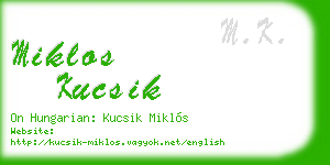 miklos kucsik business card